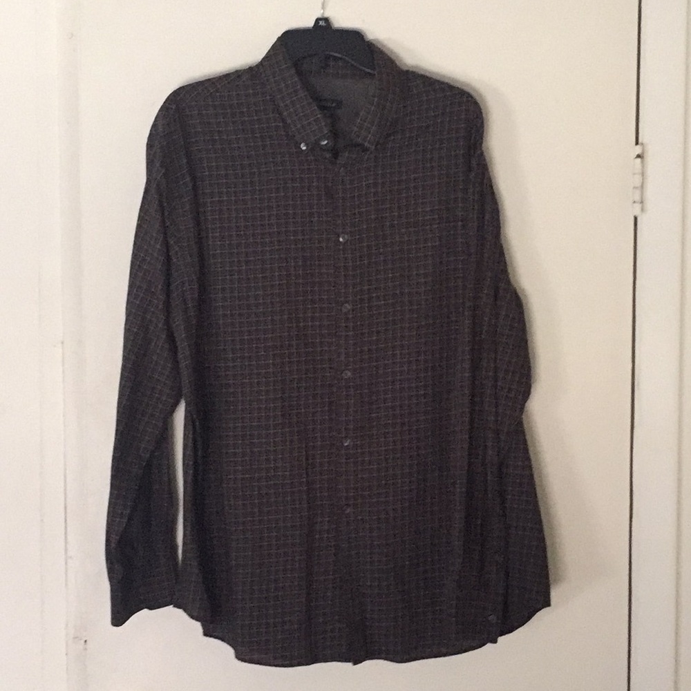 Van Heusen brown plaid button-up shirt
